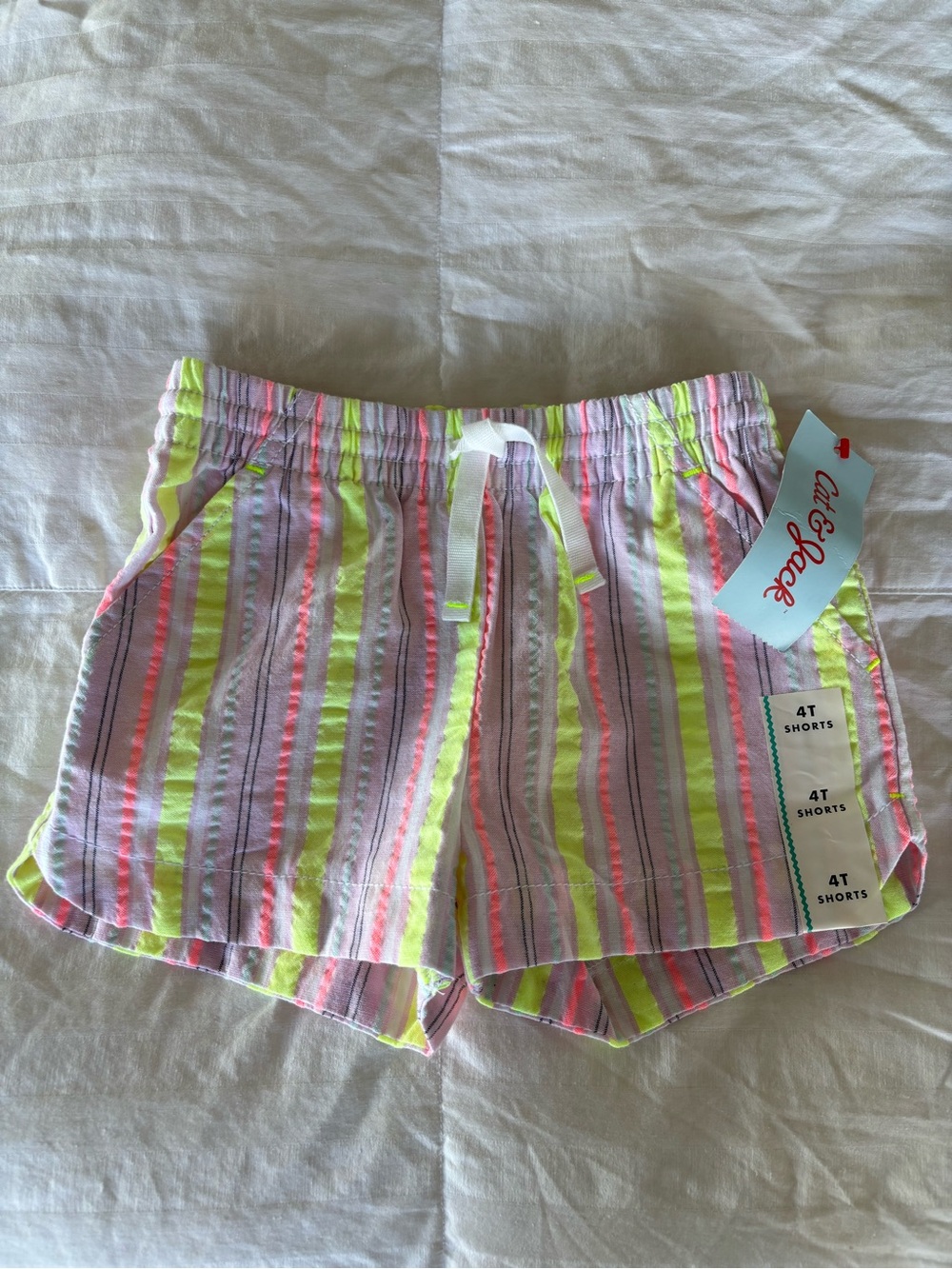 Cat & Jack Girls 4T Multicolor Striped Cotton Pull-On Shorts Drawstring